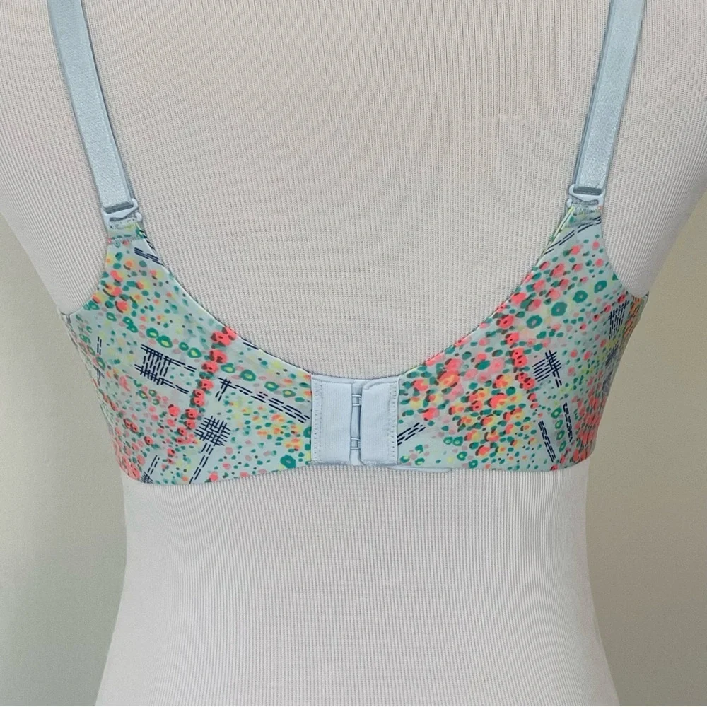 Victoria’s Secret Women’s Perfect Coverage Floral Print Bra Blue and Pink 36C